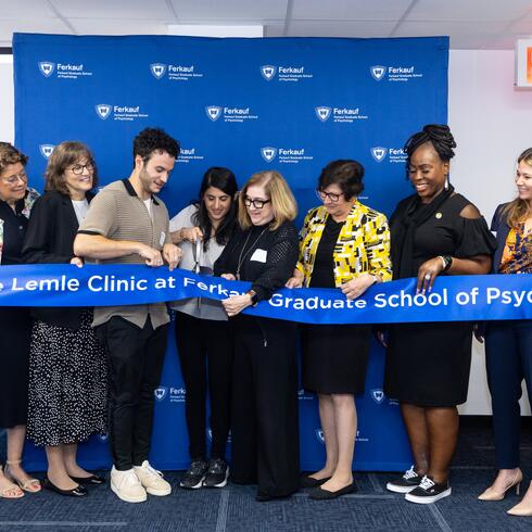 From left, New York State Senator Nathalia Fernandez, Gregory Inzinna, Lemle Clinic coordinator, Dr. Arlene “Lu” Steinberg, Chair of the Ferkauf Board of Overseers, Dr. Leslie Halpern, Dean of YU's Ferkauf Graduate School of Psychology, David Miller, Ariel Miller, Paula Dennis, executive director of the NVLD project, Dr. Selma Botman, YU Provost, Bronx Borough President Vanessa Gibson, Councilwoman Kristy Marmorato, Andrew Lauer, YU's VP of Legal Affairs and General Counsel